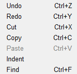 Editor Edit menu