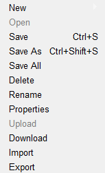 Editor File menu