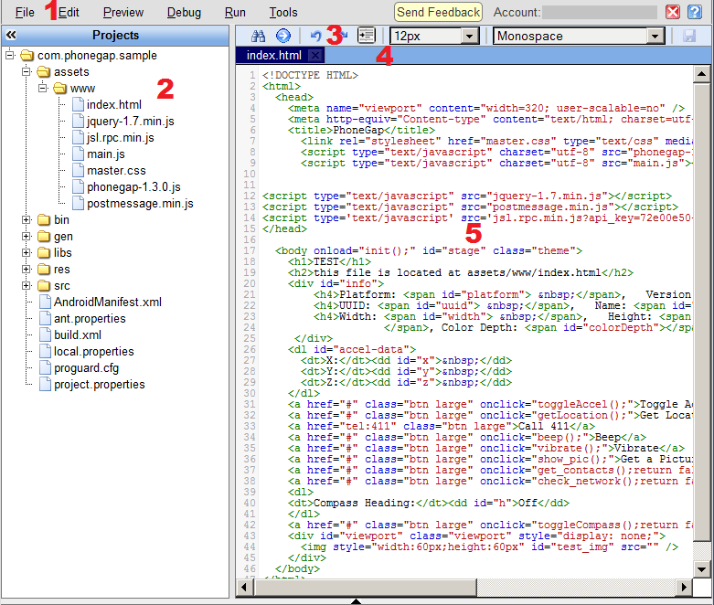 Appception IDE Edit Screen Layout