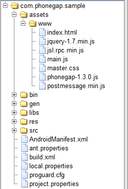 Project navigation tree