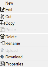 Project navigation tree context menu
