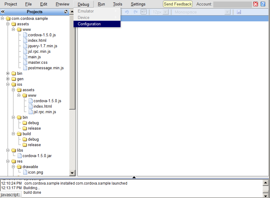 Debug: Configuration