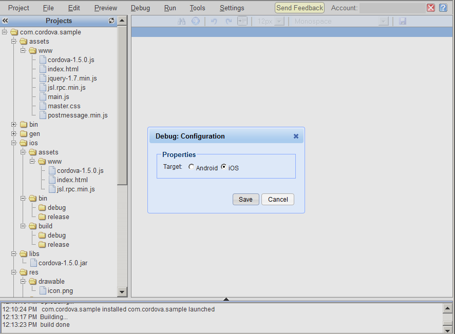 Debug: Configuration: iOS