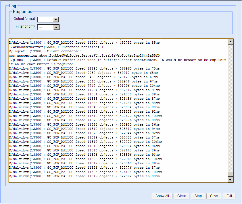 Appception IDE device log data