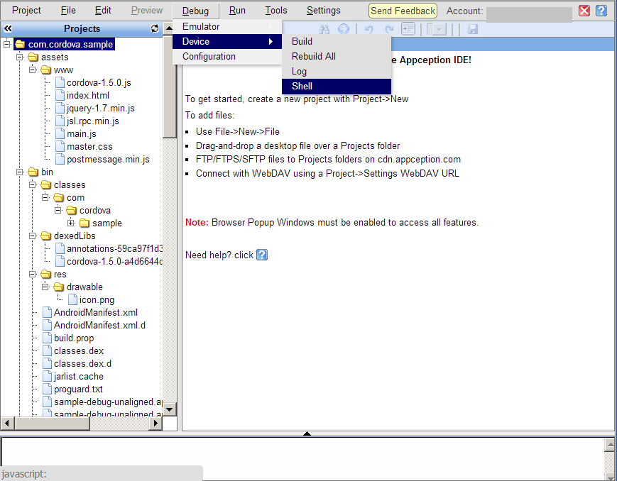 Appception IDE device terminal