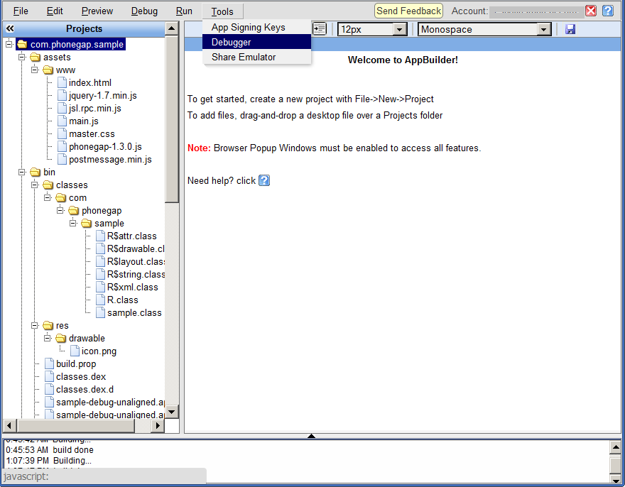 Appception IDE app debugger